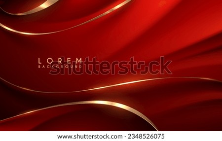 Abstract red waved background with golden elements Royalty-Free Stock Photo #2348526075