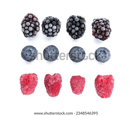 Frozen berries on white background