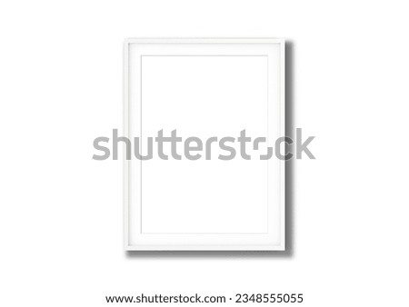 poster mockup with blank frame on empty white wall, Blank frame mockup