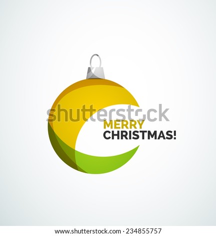Merry Christmas card - abstract ball, bauble modern abstract overlapping shapes design
