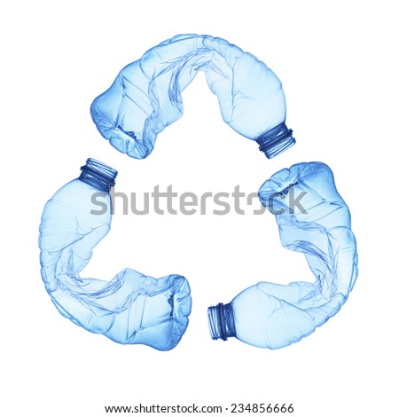 Recycle symbol made of used plastic bottles  Royalty-Free Stock Photo #234856666
