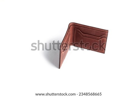 Pure leather hand made wallets different colours open view placed on white background