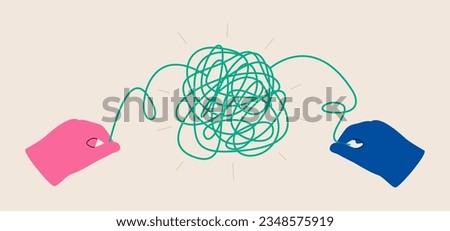Psychotherapy concept with untangling messy roaring knot. Colorful vector illustration
 Royalty-Free Stock Photo #2348575919