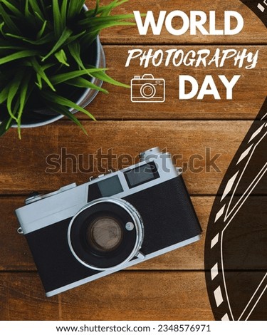 World Photography day.Photography Day design. event , vintage camera, logo, Typography.World photography day  banner, logo.  Royalty-Free Stock Photo #2348576971