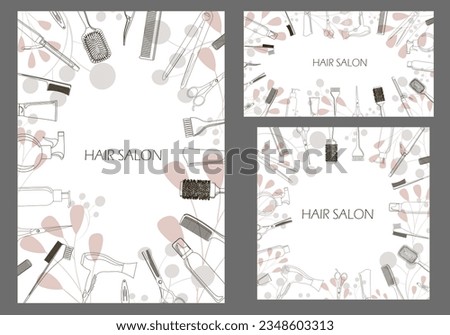 Vector flayer and business card for hair salon or hairdresser Royalty-Free Stock Photo #2348603313