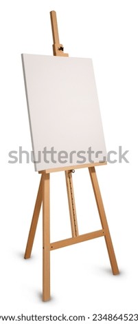 Professional painters wooden easel with empty canvas, isolated on white, with minimum drop shadow. Add your own design. Royalty-Free Stock Photo #2348645239