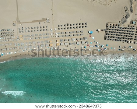 Aerial photo of Falasarna beach in Crete one of the most famous beach, during a beautiful summer day Royalty-Free Stock Photo #2348649375