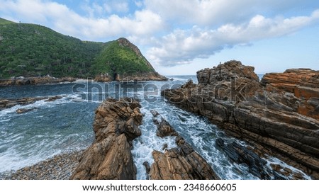 Storms River Mouth in Tsitsikamma, Garden Route National Park (South Africa) Royalty-Free Stock Photo #2348660605