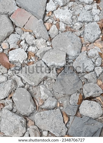 broken street texture into irregular stone fragments