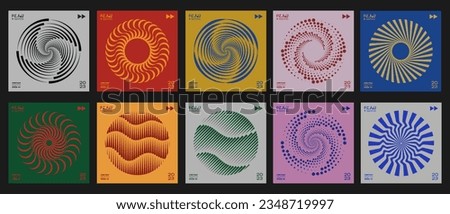 Abstract Geometric Circle Pattern Vector Design. Cool Vintage Electronic Music Album Cover. Swiss Design Print. Bauhaus Poster. Royalty-Free Stock Photo #2348719997