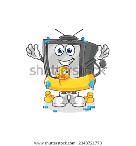 the old tv with duck buoy cartoon. cartoon mascot vector
