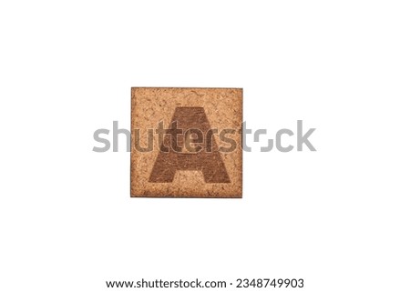 Capital Letter In Square Wooden Tiles - Letter A, On White Background.
