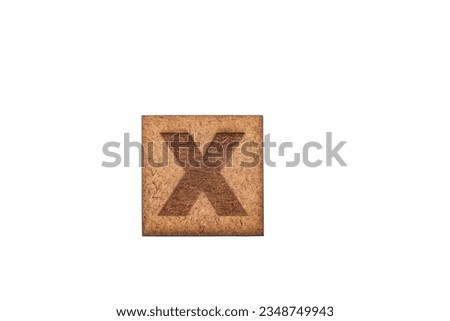 Capital Letter In Square Wooden Tiles - Letter X, On White Background.