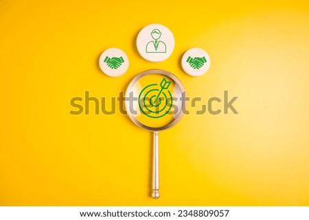 Target with smart teamwork icons for successful business goal, Business growth success process, Business achievement goal and target, Planning and development for corporation