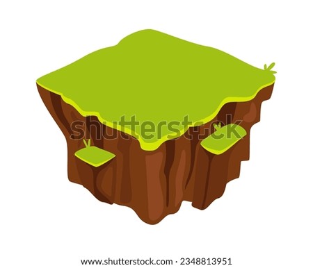 Floating Island With Grass Vector Illustration