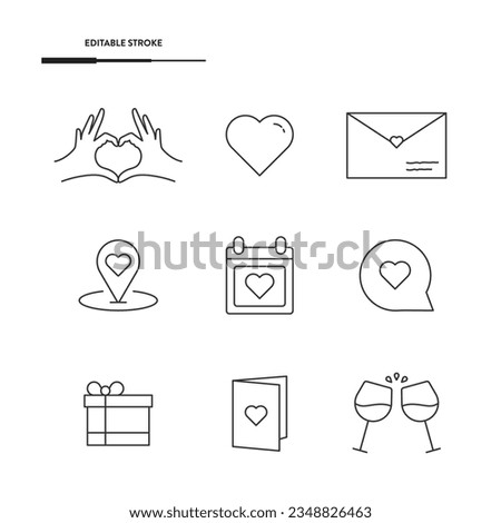 Valentine's Day Icon Set Vector Design.