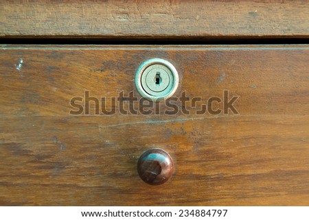 Old desk drawer lock closeup Royalty-Free Stock Photo #234884797