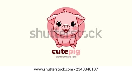 Versatile Cute Pig Cartoon: Perfect Illustration for Logo, Icon, Design, Poster, Flyer, and Advertisement in Vector Graphics Royalty-Free Stock Photo #2348848187