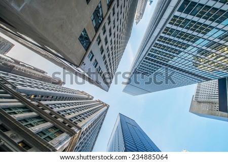 Tall skyscrapers shot with perspective