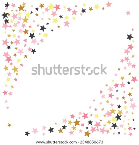 Abstract black pink gold stardust scatter wallpaper. Little starburst spangles Christmas decoration particles. Party decor star dust pattern. Sparkle symbols gift decor.