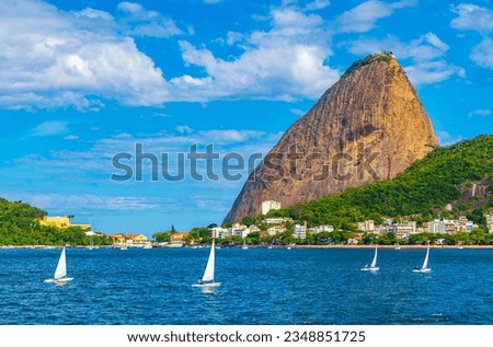 Sugarloaf sugar loaf mountain Pão de Açucar panorama view and cityscape of the Urca village in Rio de Janeiro Brazil. Royalty-Free Stock Photo #2348851725