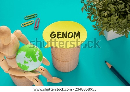 There is speech bubble with the word GENOM. It is an abbreviation for genom as eye-catching image.