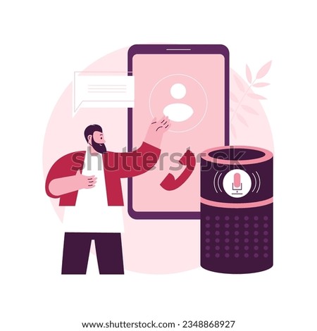 Hands-free phone calling abstract concept vector illustration. Smart speaker phone calls, remote smartphone connection, safe driving technologies, voice commands communication abstract metaphor.