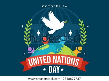 United Nations Day Celebration Vector Illustration on 24 October with People Public Service and Earth Background in Flat Cartoon Template Royalty-Free Stock Photo #2348879737