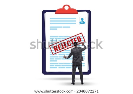 Man receiving rejection notice on his cv Royalty-Free Stock Photo #2348892271