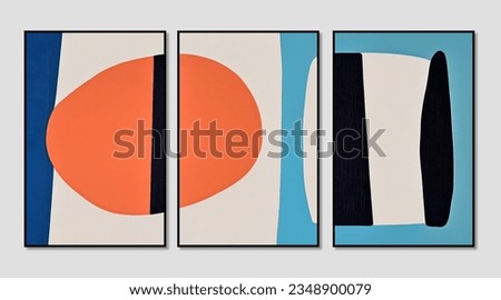 Abstract geometric irregular color block monogram, modern triptych.