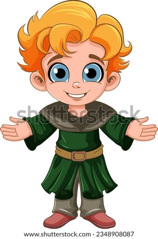 Young Saint medieval cartoon character illustration