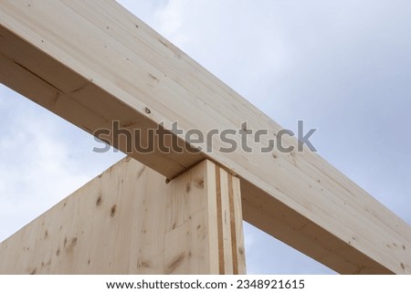 Construction site of mass-timber building Royalty-Free Stock Photo #2348921615