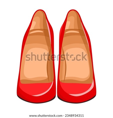 Pair of red shoes for women vector illustration. Cartoon drawing of female shoes isolated on white. Footwear, fashion concept Royalty-Free Stock Photo #2348934311