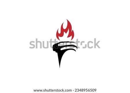 Torch abstract logo design with pillar shape combination