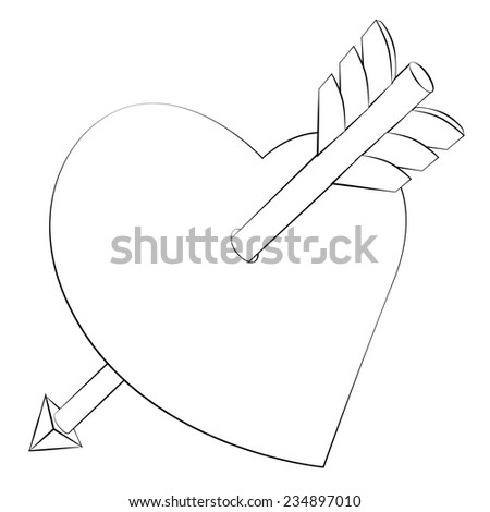 Black outline vector heart on white background.