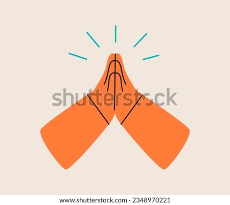 Sign of hand for praying, hand please concept. Colorful vector illustration
 Royalty-Free Stock Photo #2348970221