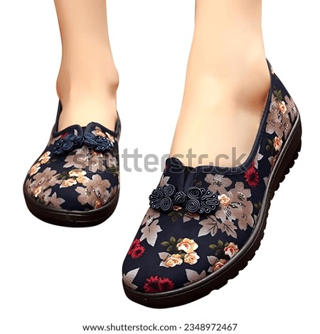 Classic women's beautiful feet picture in wear stylish shoes in the isolated white background.