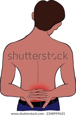 A man in drawing cartoon style suffering from lower back pain, backache concept	
