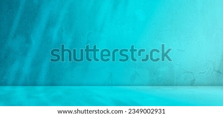 Background Blue Shadow Summer Studio Room Wall Floor Pastel Leaf, Backdrop Table Product Cosmetic, 3d Kitchen Minimalist Display Platform, Abstract Plant Mockup Podium Interior Template Space Stage.