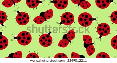 Cute Ladybugs - dotted Lady Birds - Seamless pattern - Vector illustration isolated