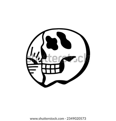 vector illustration of a side skull