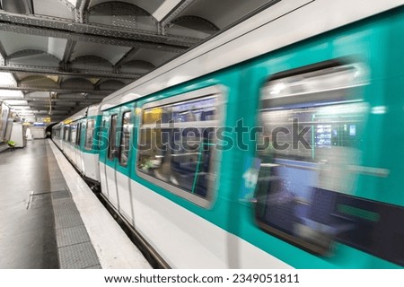 Paris Metro is the one of the largest underground system in the world in Paris in a summer day, France Royalty-Free Stock Photo #2349051811