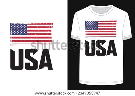USA flag vector illustration white t-shirt design, elements USA flag with text USA.