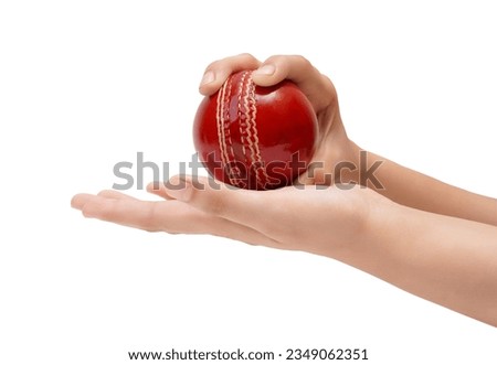 Female Bowler Grip To The Red Test Cricket Ball Closeup Photo Of Female Cricketer Hand About To Bowl