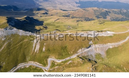 Beautiful drone photography of one of the highest roads in Romania called Transalpina road, also known as ,,Kings road"