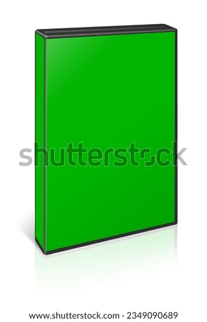 DVD box blank template green for presentation layouts and design. 3D rendering. Digitally Generated Image. Isolated on white background.