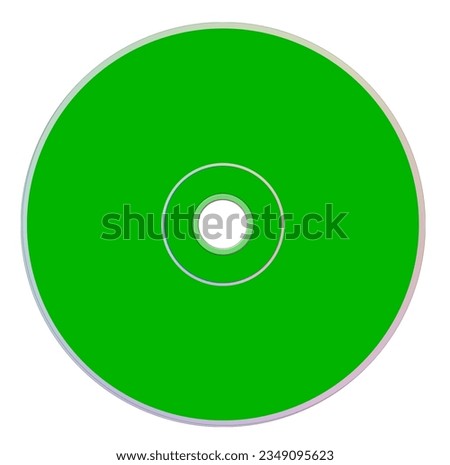 CD or DVD blank template green for presentation layouts and design. 3D rendering. Digitally Generated Image. Isolated on white background.