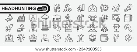 Headhunting set of web icons in line style. Recruitment icons for web and mobile app. Career, resume, job hiring, candidate, HR, business, headhunting, recruitment.	 Royalty-Free Stock Photo #2349100535