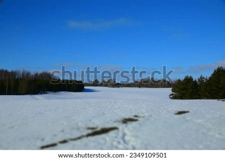 Winter landscape at the sunny day. Stock Photo