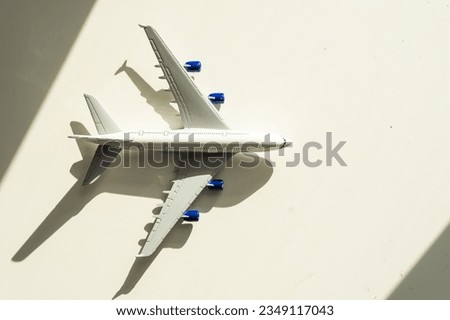 A close up shot of a diecast model plane. Toy model airplane isolated on white background.